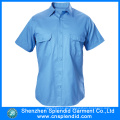 Baumwolle Hellblau Hohe Qualität Mens Shirts mit Kurzarm